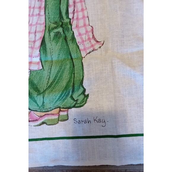 Irish Linen Cotton Sarah Kay Tea Towel Love Chores Retro Girl Bluebird 70s - Picture 4 of 7